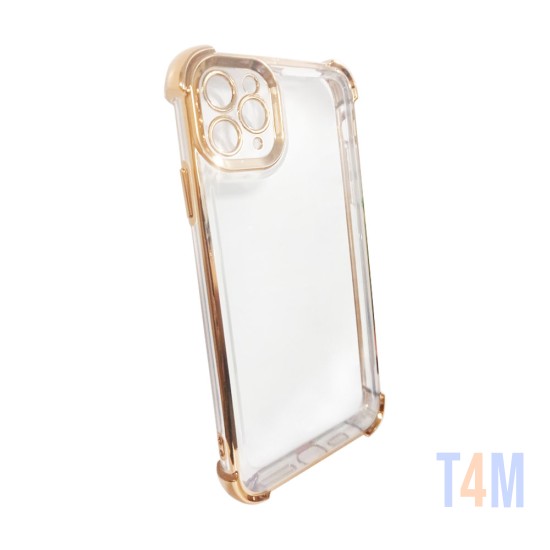 Capa de Silicone Duro com Lente de Câmara Série Q para Apple iPhone 11 Pro Max Dourado